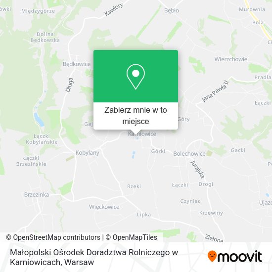 Mapa Małopolski Ośrodek Doradztwa Rolniczego w Karniowicach