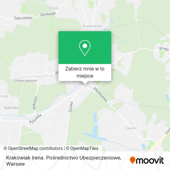 Mapa Krakowiak Irena. Pośrednictwo Ubezpieczeniowe