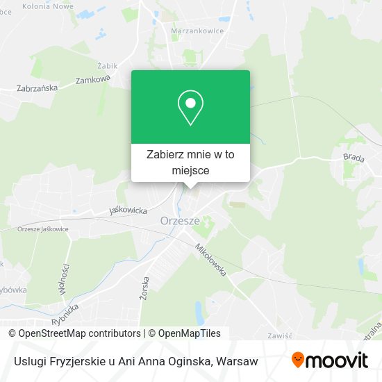 Mapa Uslugi Fryzjerskie u Ani Anna Oginska