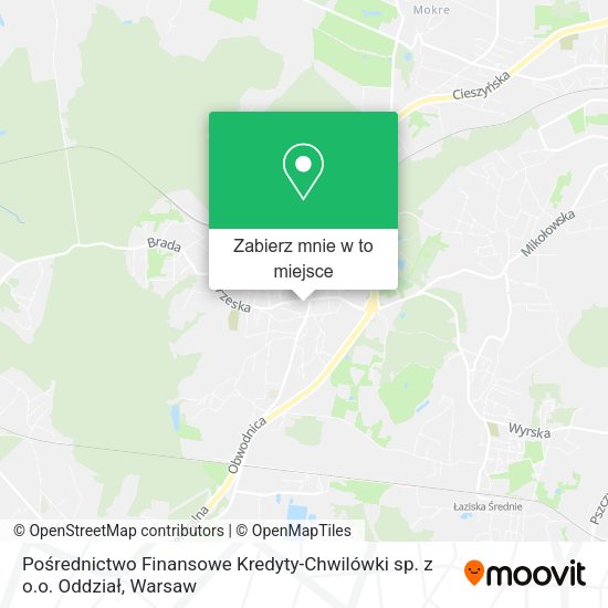 Mapa Pośrednictwo Finansowe Kredyty-Chwilówki sp. z o.o. Oddział