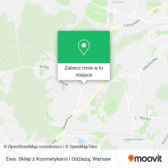 Mapa Ewa. Sklep z Kosmetykami i Odzieżą