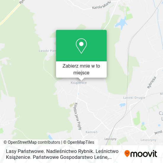 Mapa Lasy Państwowe. Nadleśnictwo Rybnik. Leśnictwo Książenice. Państwowe Gospodarstwo Leśne