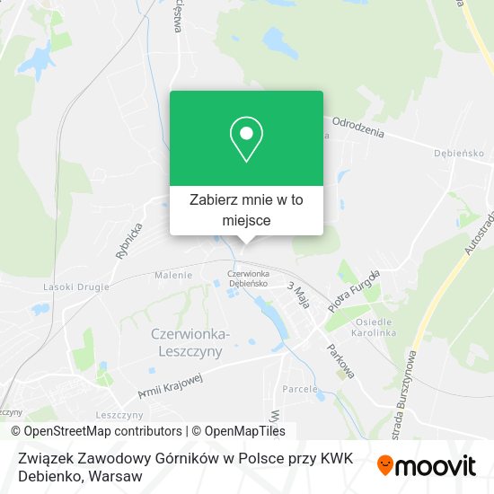 Mapa Związek Zawodowy Górników w Polsce przy KWK Debienko