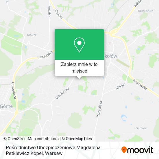 Mapa Pośrednictwo Ubezpieczeniowe Magdalena Petkiewicz Kopel