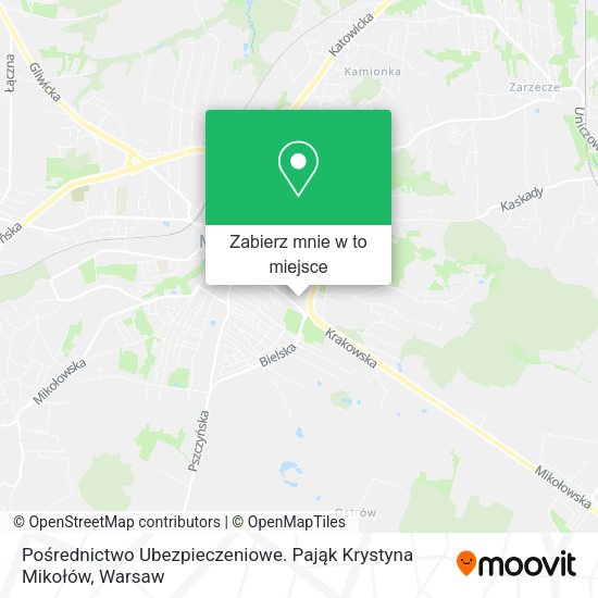 Mapa Pośrednictwo Ubezpieczeniowe. Pająk Krystyna Mikołów