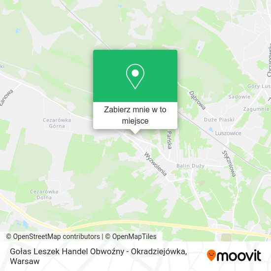 Mapa Gołas Leszek Handel Obwoźny - Okradziejówka