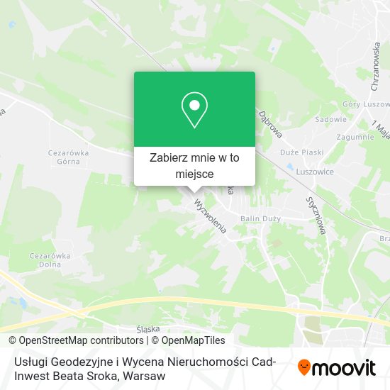 Mapa Usługi Geodezyjne i Wycena Nieruchomości Cad-Inwest Beata Sroka