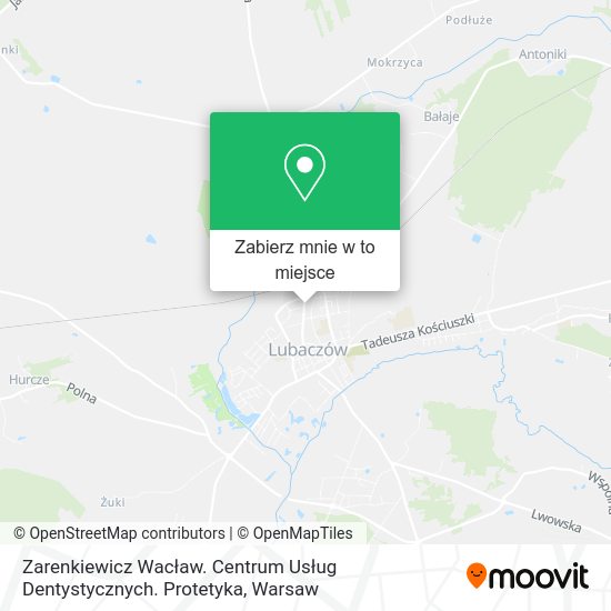 Mapa Zarenkiewicz Wacław. Centrum Usług Dentystycznych. Protetyka