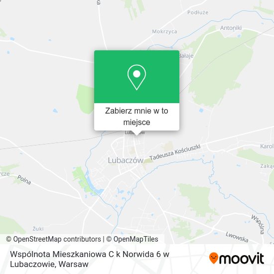 Mapa Wspólnota Mieszkaniowa C k Norwida 6 w Lubaczowie