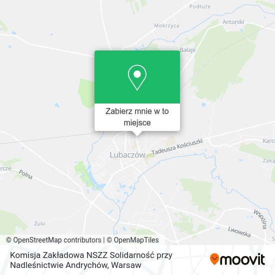 Mapa Komisja Zakładowa NSZZ Solidarność przy Nadleśnictwie Andrychów