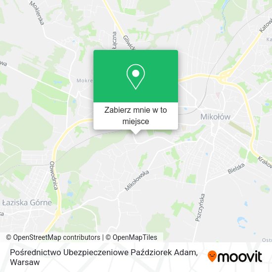 Mapa Pośrednictwo Ubezpieczeniowe Paździorek Adam