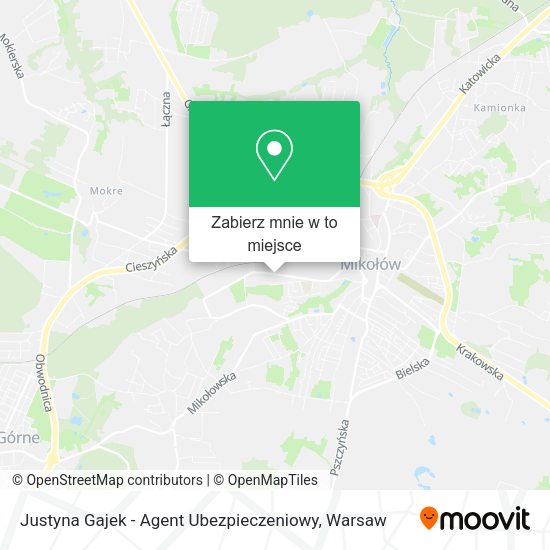 Mapa Justyna Gajek - Agent Ubezpieczeniowy