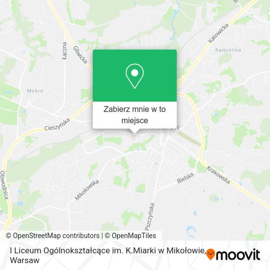 Mapa I Liceum Ogólnokształcące im. K.Miarki w Mikołowie