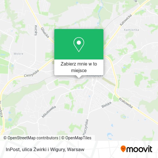 Mapa InPost, ulica Żwirki i Wigury