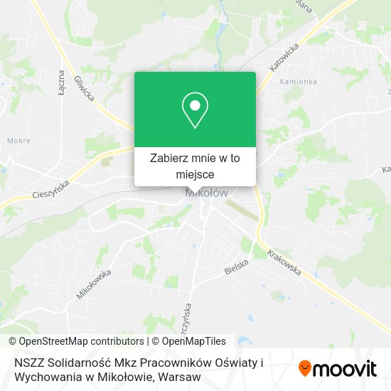 Mapa NSZZ Solidarność Mkz Pracowników Oświaty i Wychowania w Mikołowie