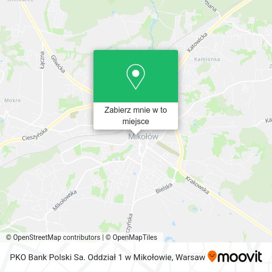 Mapa PKO Bank Polski Sa. Oddział 1 w Mikołowie