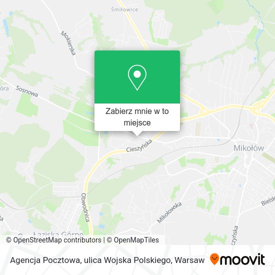 Mapa Agencja Pocztowa, ulica Wojska Polskiego