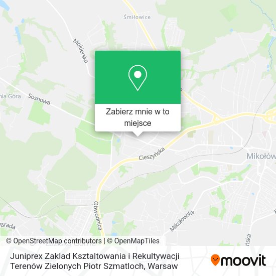 Mapa Juniprex Zaklad Ksztaltowania i Rekultywacji Terenów Zielonych Piotr Szmatloch