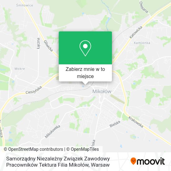 Mapa Samorządny Niezależny Związek Zawodowy Pracowników Tektura Filia Mikołów