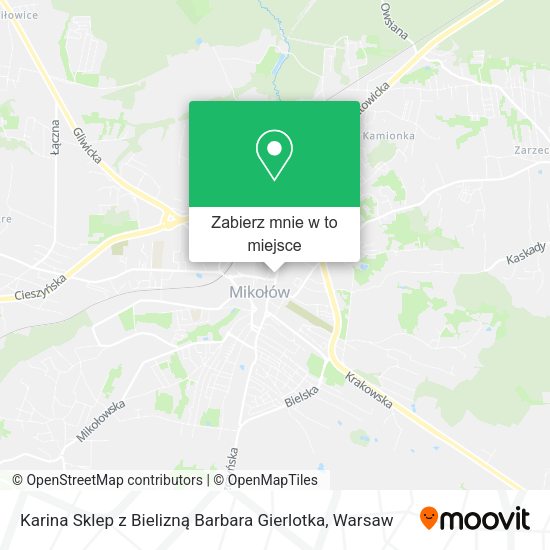 Mapa Karina Sklep z Bielizną Barbara Gierlotka