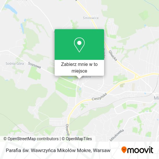 Mapa Parafia św. Wawrzyńca Mikołów Mokre