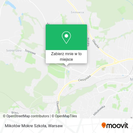 Mapa Mikołów Mokre Szkoła