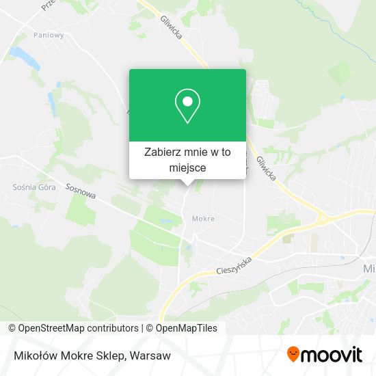 Mapa Mikołów Mokre Sklep