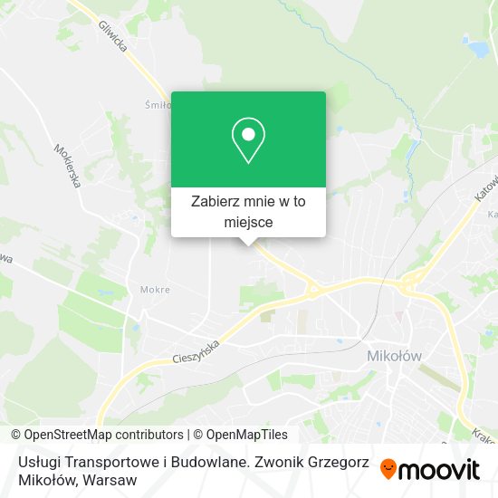 Mapa Usługi Transportowe i Budowlane. Zwonik Grzegorz Mikołów