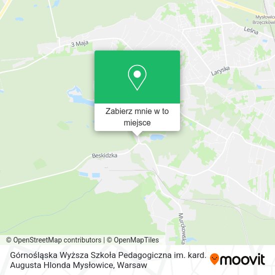 Mapa Górnośląska Wyższa Szkoła Pedagogiczna im. kard. Augusta Hlonda Mysłowice