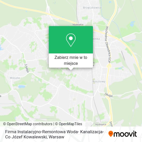 Mapa Firma Instalacyjno-Remontowa Woda- Kanalizacja-Co Józef Kowalewski