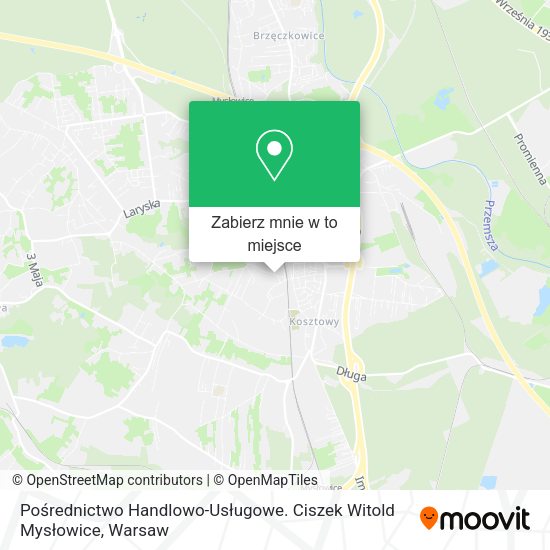 Mapa Pośrednictwo Handlowo-Usługowe. Ciszek Witold Mysłowice