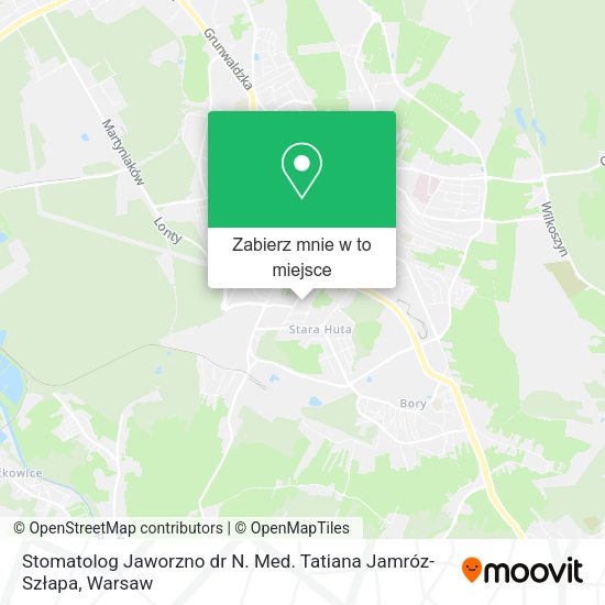 Mapa Stomatolog Jaworzno dr N. Med. Tatiana Jamróz-Szłapa