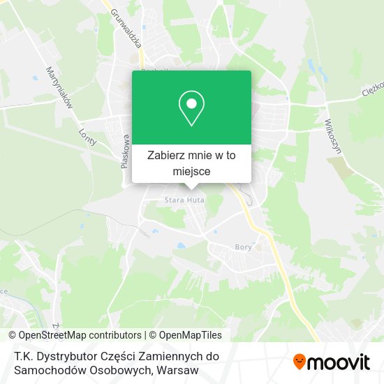 Mapa T.K. Dystrybutor Części Zamiennych do Samochodów Osobowych