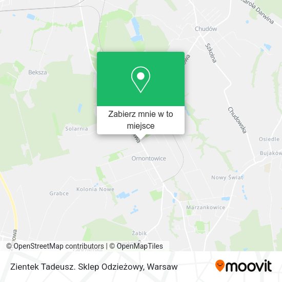 Mapa Zientek Tadeusz. Sklep Odzieżowy