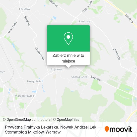 Mapa Prywatna Praktyka Lekarska. Nowak Andrzej Lek. Stomatolog Mikołów