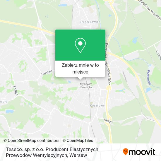 Mapa Teseco. sp. z o.o. Producent Elastycznych Przewodów Wentylacyjnych