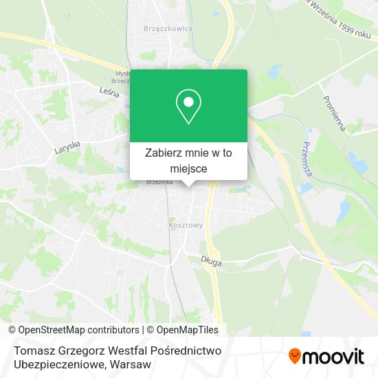 Mapa Tomasz Grzegorz Westfal Pośrednictwo Ubezpieczeniowe