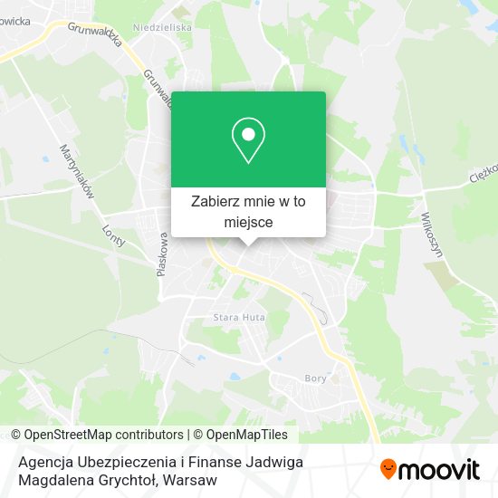 Mapa Agencja Ubezpieczenia i Finanse Jadwiga Magdalena Grychtoł