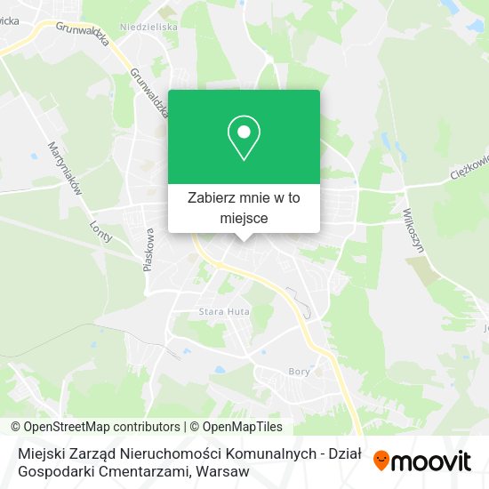 Mapa Miejski Zarząd Nieruchomości Komunalnych - Dział Gospodarki Cmentarzami