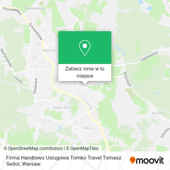 Mapa Firma Handlowo Uslugowa Tomko Travel Tomasz Sedor