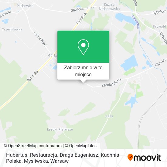 Mapa Hubertus. Restauracja. Draga Eugeniusz. Kuchnia Polska, Mysliwska