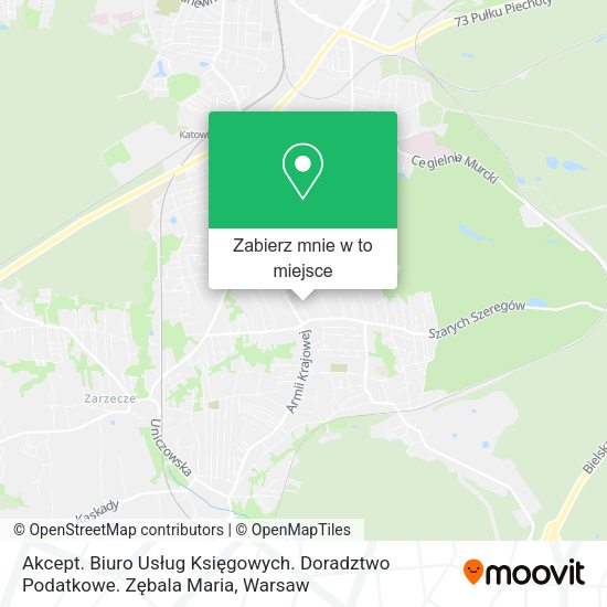 Mapa Akcept. Biuro Usług Księgowych. Doradztwo Podatkowe. Zębala Maria