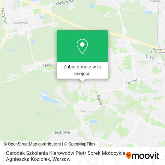 Mapa Ośrodek Szkolenia Kierowców Piotr Sorek Motocykle Agnieszka Koziołek