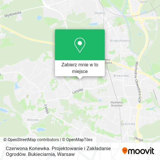 Mapa Czerwona Konewka. Projektowanie i Zakładanie Ogrodów. Bukieciarnia