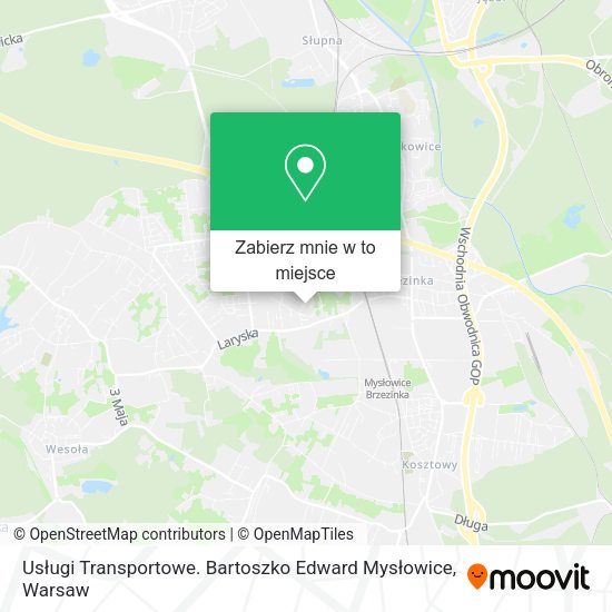 Mapa Usługi Transportowe. Bartoszko Edward Mysłowice