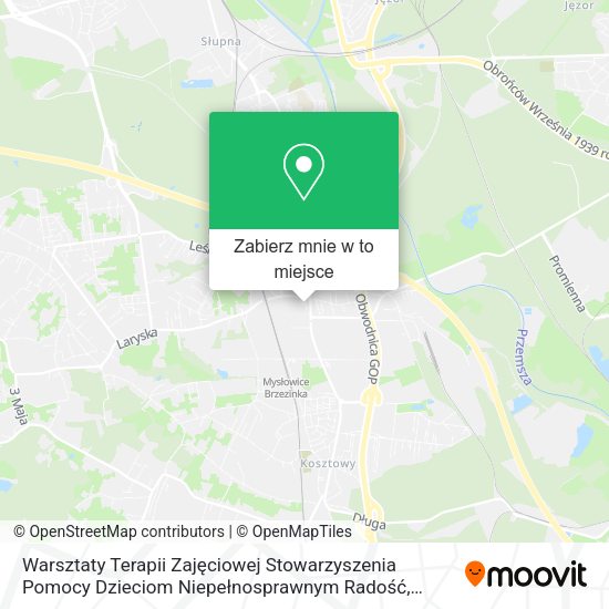 Mapa Warsztaty Terapii Zajęciowej Stowarzyszenia Pomocy Dzieciom Niepełnosprawnym Radość