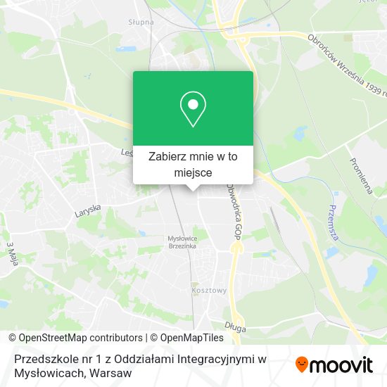 Mapa Przedszkole nr 1 z Oddziałami Integracyjnymi w Mysłowicach