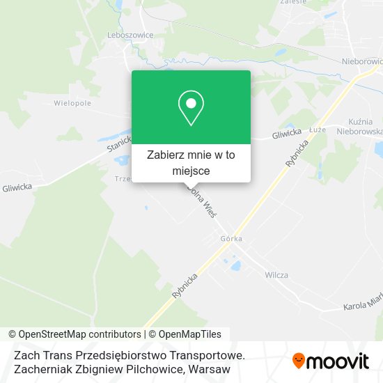 Mapa Zach Trans Przedsiębiorstwo Transportowe. Zacherniak Zbigniew Pilchowice