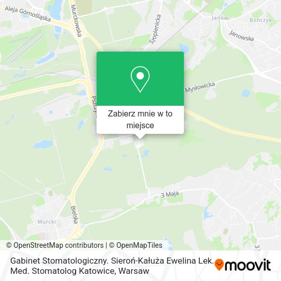 Mapa Gabinet Stomatologiczny. Sieroń-Kałuża Ewelina Lek. Med. Stomatolog Katowice