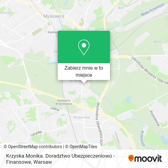 Mapa Krzyska Monika. Doradztwo Ubezpieczeniowo - Finansowe